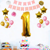 Happy Birthday Banner Set: Gold, White & Pink