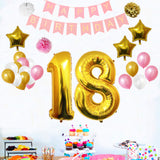 Happy Birthday Banner Set: Gold, White & Pink