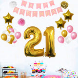 Happy Birthday Banner Set: Gold, White & Pink