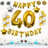 Happy Birthday Balloon Set: Gold & Silver