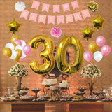 Happy Birthday Banner Set: Gold, White & Pink