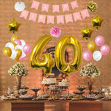Happy Birthday Banner Set: Gold, White & Pink