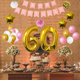 Happy Birthday Banner Set: Gold, White & Pink
