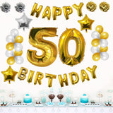 Happy Birthday Balloon Set: Gold & Silver