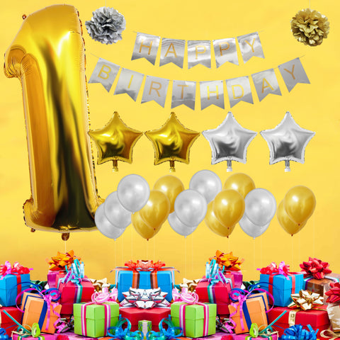 Banner Set: Gold & Silver Happy Birthday