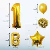 Birthday Balloon Banner Set: Gold, White & Pink