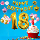 Birthday Balloon Banner Set: Gold, White & Pink