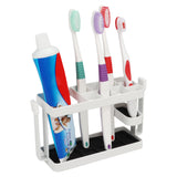 Kurelle No Drilling No Screws Toothbrush Holder - 10 Slot Self Adhesive Wall Mount Metallic Bathroom Toothbrush Organiser Size (9.3x5.7cm) - Toothbrush & Toothpaste Storage for Children and Adult