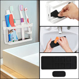 Kurelle No Drilling No Screws Toothbrush Holder - 10 Slot Self Adhesive Wall Mount Metallic Bathroom Toothbrush Organiser Size (9.3x5.7cm) - Toothbrush & Toothpaste Storage for Children and Adult