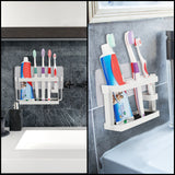 Kurelle No Drilling No Screws Toothbrush Holder - 10 Slot Self Adhesive Wall Mount Metallic Bathroom Toothbrush Organiser Size (9.3x5.7cm) - Toothbrush & Toothpaste Storage for Children and Adult