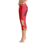Red Multi Rabbit Patterned Capri Leggings