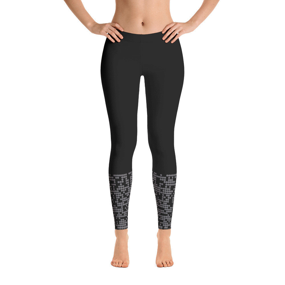 Black Low Patterned Dot Leggings
