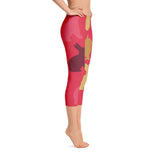 Red Multi Rabbit Patterned Capri Leggings