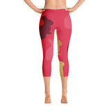 Red Multi Rabbit Patterned Capri Leggings