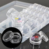 Bead Storage Organizer - 25 Piece (2cm)H Removable Pot Style Clear Plastic Divider Containers (19 x 9cm) For Storing Seed Beads, Nail Art Glitter, Cosmetics, DIY Art/Craft and Jewelery Findings