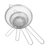 Food Strainer Set 4 Pcs - Stainless Steel Fine Mesh Kitchen Sieve, Colanders and Sifters Set with Long Grip Handles for Pasta, Rice, Flour, Sugar & Tea