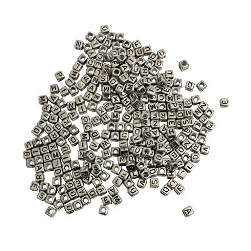 1000 Pack of Square Silver Alphabet Beads