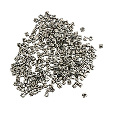 1000 Pack of Square Silver Alphabet Beads